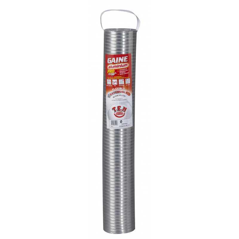 Gaine Accordeon Ten Aluminium Longueur 850mm Extensible E 3m Diametre Interieur 100mm, Ref.085100