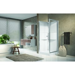Cabine de douche standard sans coiffe 80 x 80 cm mécanique verre transparent profilé blanc MEDIA 2.0 GF Novellini 0
