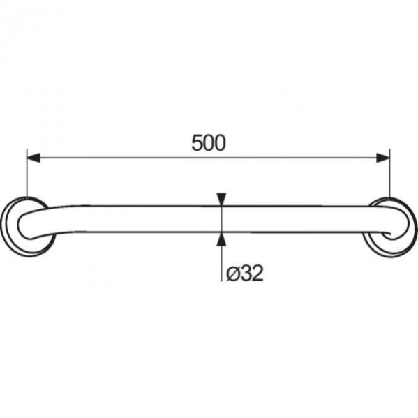 Barre d'appui droite Ø 32 mm 500mm Delabie