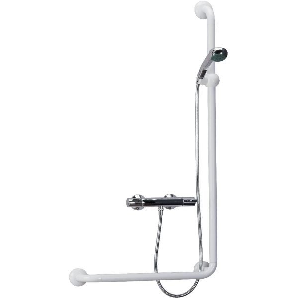 Barre de douche en L Ø 33 mm Polyalu Pellet