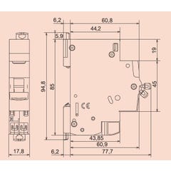 Disjoncteur DNX³ 4500 4,5 kA courbe C Vis/vis 2A Legrand 1