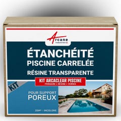 Résine d'étanchéité pour piscine carrelée - KIT ARCACLEAR PISCINE - 25 m², support poreux - Transparent - ARCANE INDUSTRIES 1