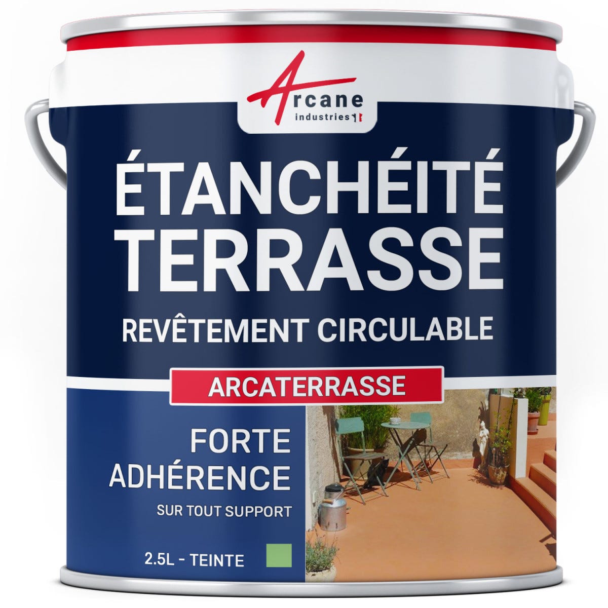 Résine Etanchéité Terrasse Circulable - Peinture Colorée - ARCATERRASSE - 2.5 L - Vert Provence - ARCANE INDUSTRIES 5