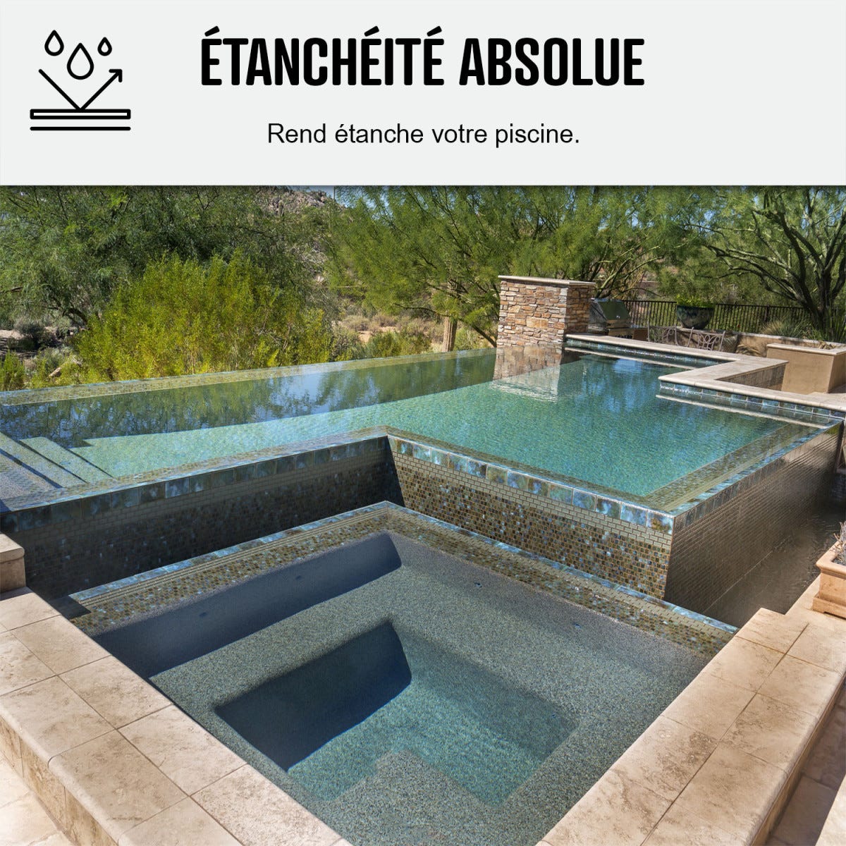 Résine d'étanchéité pour piscine carrelée - KIT ARCACLEAR PISCINE - 5 m², support poreux - Transparent - ARCANE INDUSTRIES 4