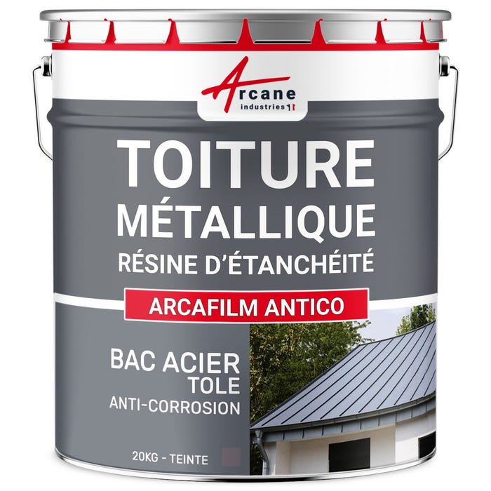 Résine Étanchéité toiture métallique résistant à la corrosion - ARCAFILM ANTICO - 20 kg - Gris Orage - ARCANE INDUSTRIES 2