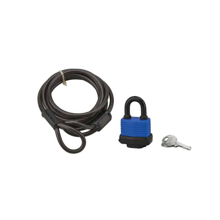 THIRARD - Câble Twisty acier 6mmx1.8m avec cadenas 40mm, vélo, abris de jardi 2 clés, noir 0