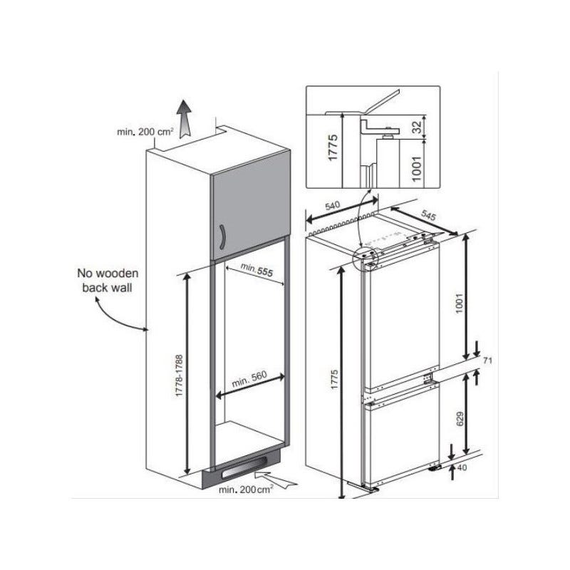 Réfrigérateurs combinés 193L BEKO 56cm F, BCSA285K3SFN 2