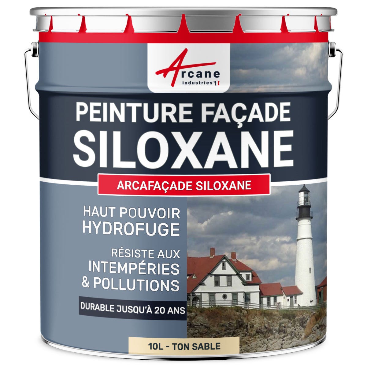 Peinture Facade Siloxane Hydrofuge - ARCAFACADE SILOXANE - 10 L (+ ou - 60 m² en 1 couche) - Ton Sable - RAL 085 90 20 - ARCANE INDUSTRIES 0