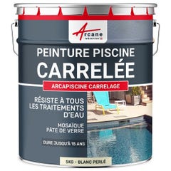 Peinture Piscine Carrelage Polyuréthane - 5 kg (jusqu'à 15m² pour 2 couches) - Blanc Perlé - RAL 1013 - ARCANE INDUSTRIES