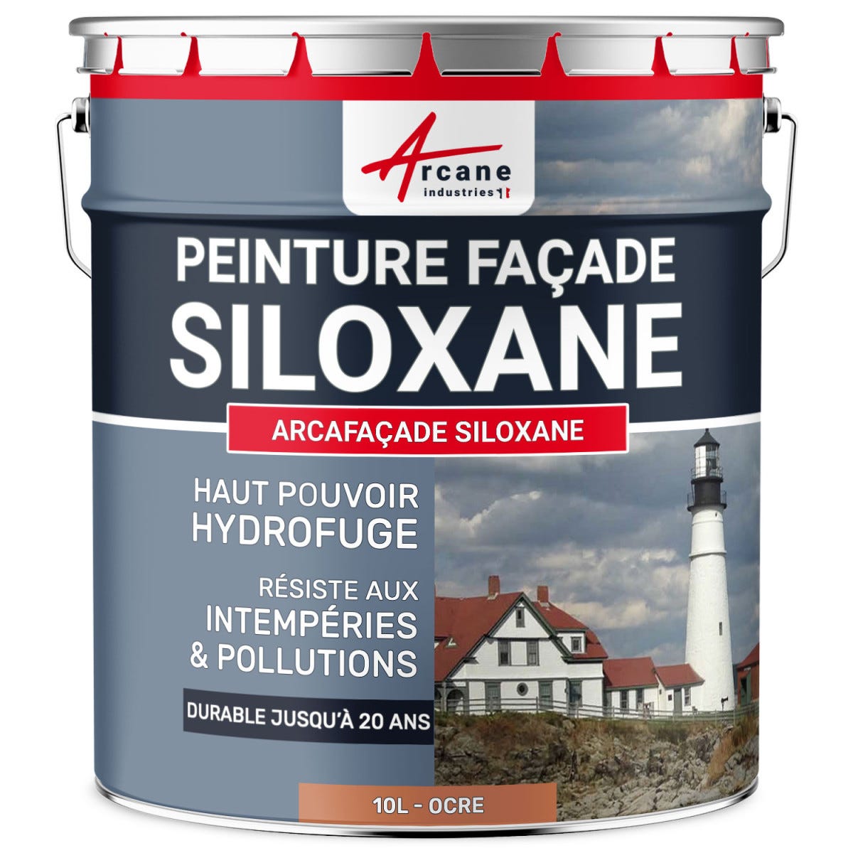 Peinture Facade Siloxane Hydrofuge - ARCAFACADE SILOXANE - 10 L (+ ou - 60 m² en 1 couche) - Ocre - RAL 050 60 40 - ARCANE INDUSTRIES 0