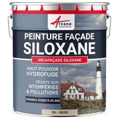 Peinture Facade Siloxane Hydrofuge - ARCAFACADE SILOXANE - 10 L (+ ou - 60 m² en 1 couche) - Beige - RAL 080 80 10 - ARCANE INDUSTRIES