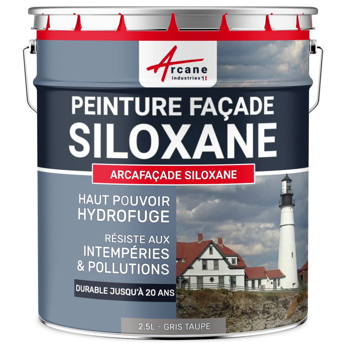 Peinture Facade Siloxane Hydrofuge - ARCAFACADE SILOXANE - 10 L (+ ou - 60 m² en 1 couche) - Beige - RAL 080 80 10 - ARCANE INDUSTRIES 5