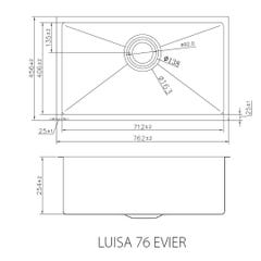 Luisa évier 1 grande cuve seule 76x45 en inox or brossé 2