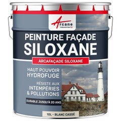 Peinture Facade Siloxane Hydrofuge - ARCAFACADE SILOXANE - 10 L (+ ou - 60 m² en 1 couche) - Blanc Cassé - Crème - RAL 9001 - ARCANE INDUSTRIES
