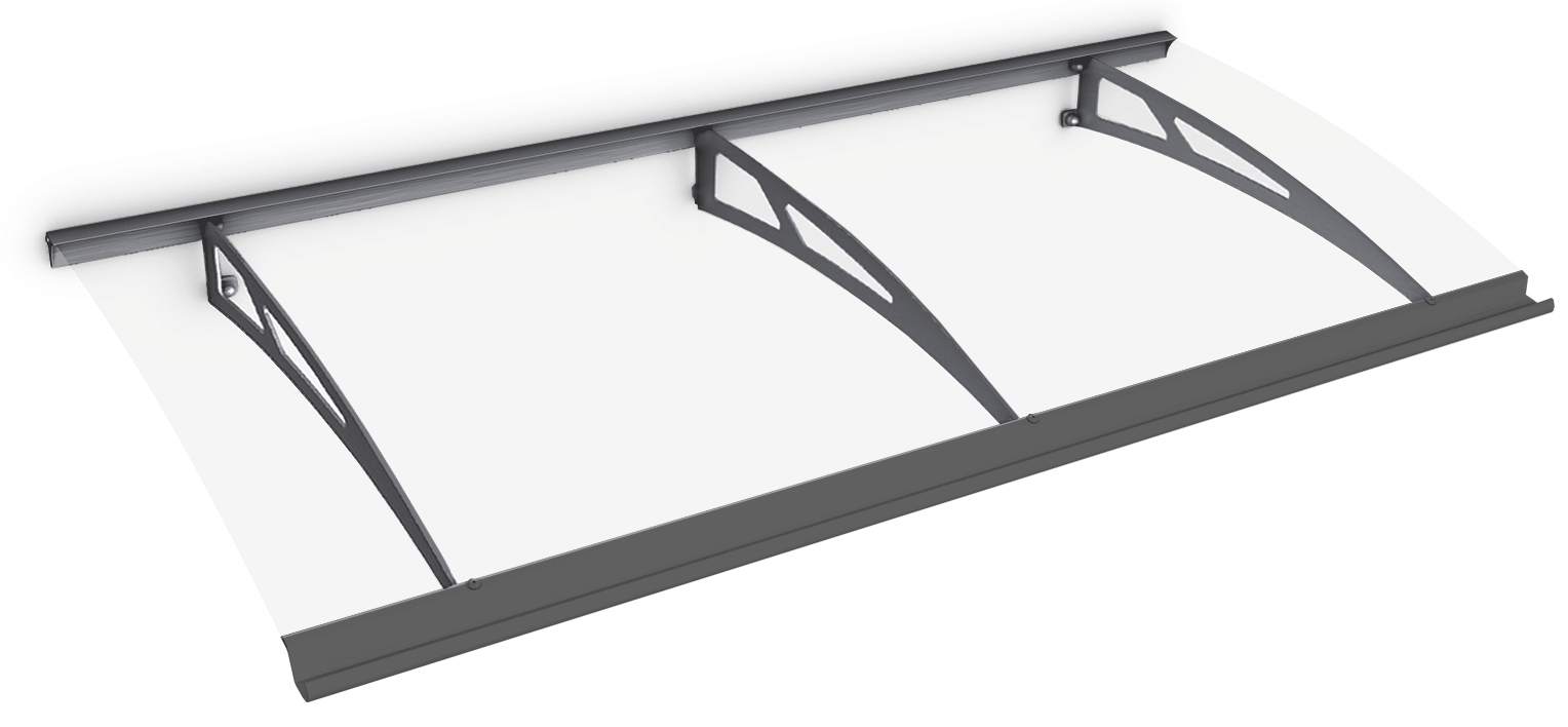 Schulte marquise auvent de porte, 200 x 90 cm, polycarbonate transparent, fixations en acier anthracite