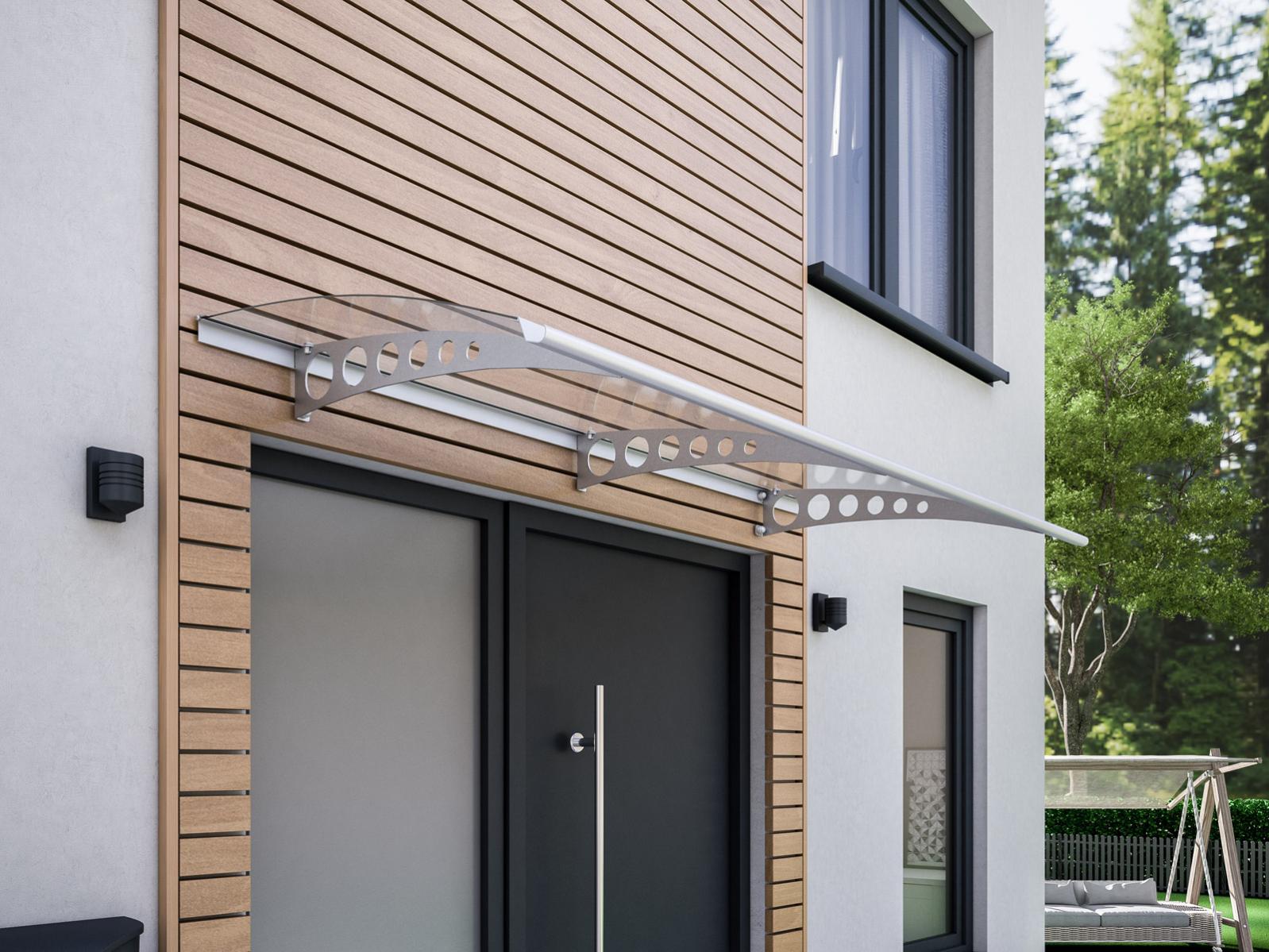 Schulte marquise auvent de porte, 200 x 90 cm, polycarbonate transparent, fixations en inox