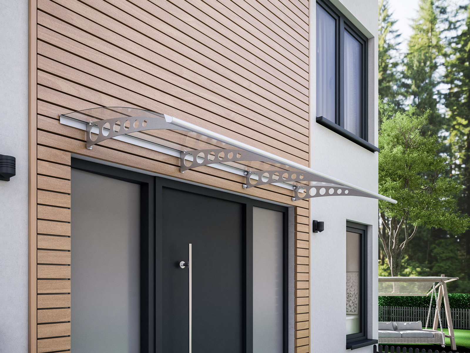 Schulte marquise auvent de porte, 240 x 90 cm, polycarbonate transparent, fixations en inox