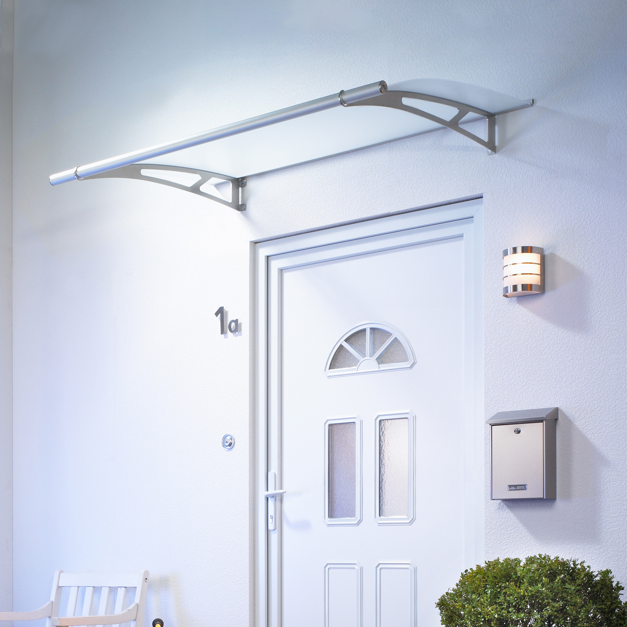 Marquise auvent de porte, 150 x 95 cm, opaque, fixation inox, SCHULTE LT-Line