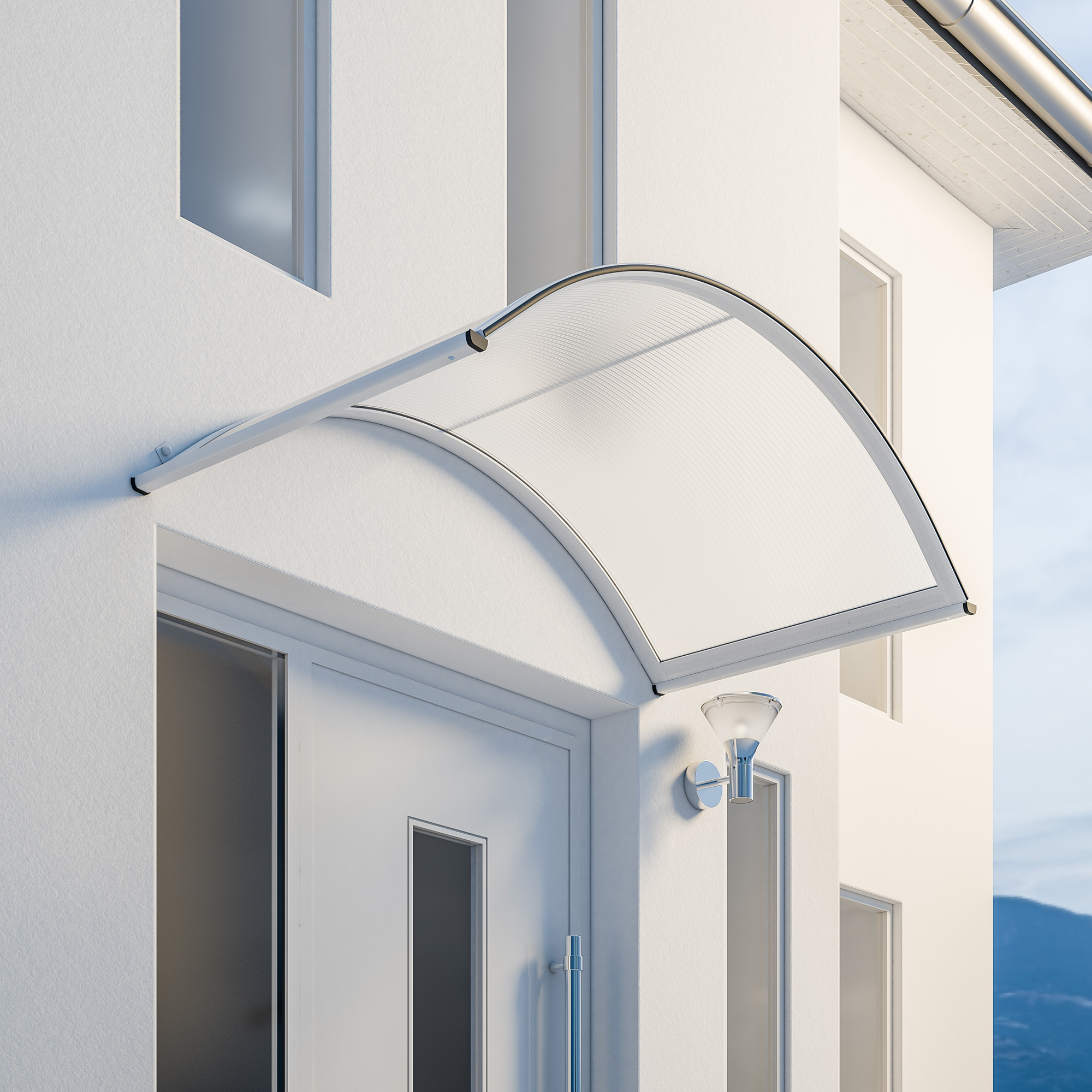 Schulte marquise auvent de porte, 160 x 90 cm, polycarbonate alvéolaire transparent, fixations blanches