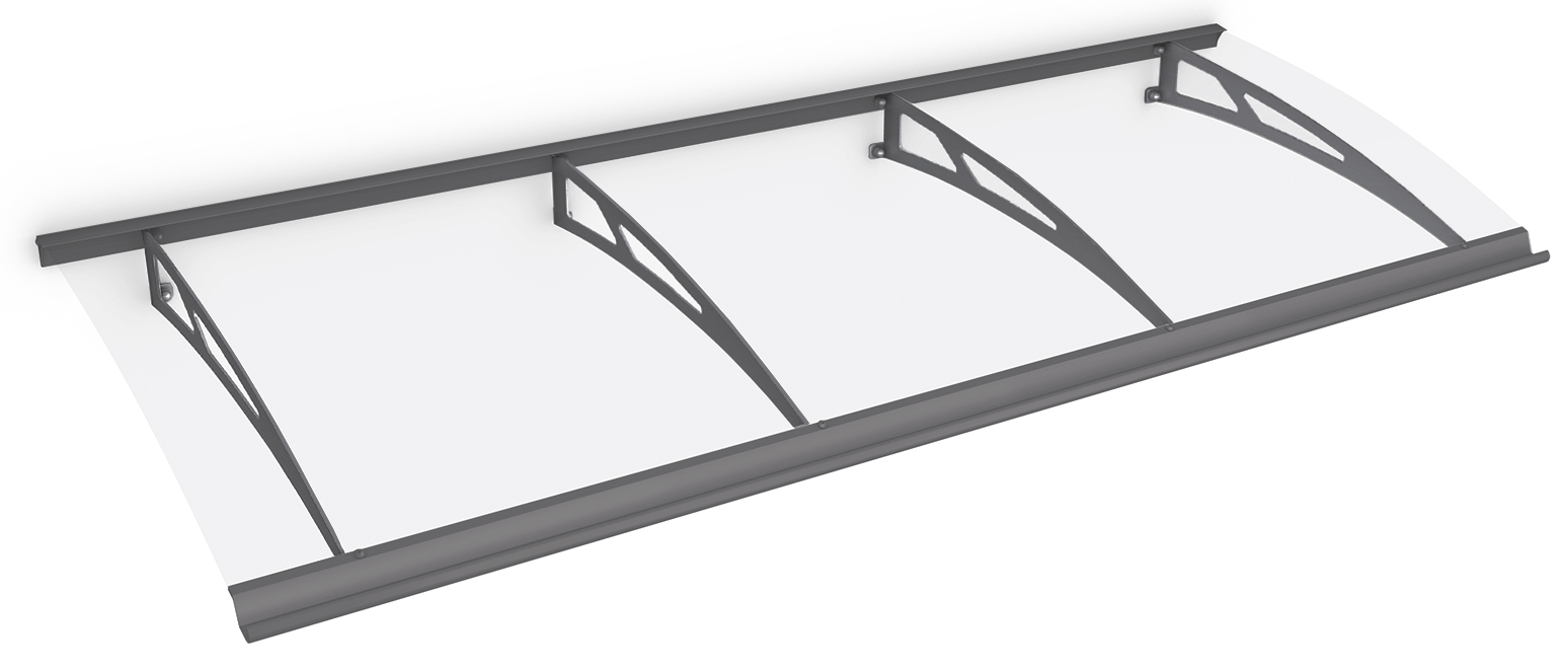 Schulte marquise auvent de porte, 240 x 90 cm, polycarbonate transparent, fixations en acier anthracite