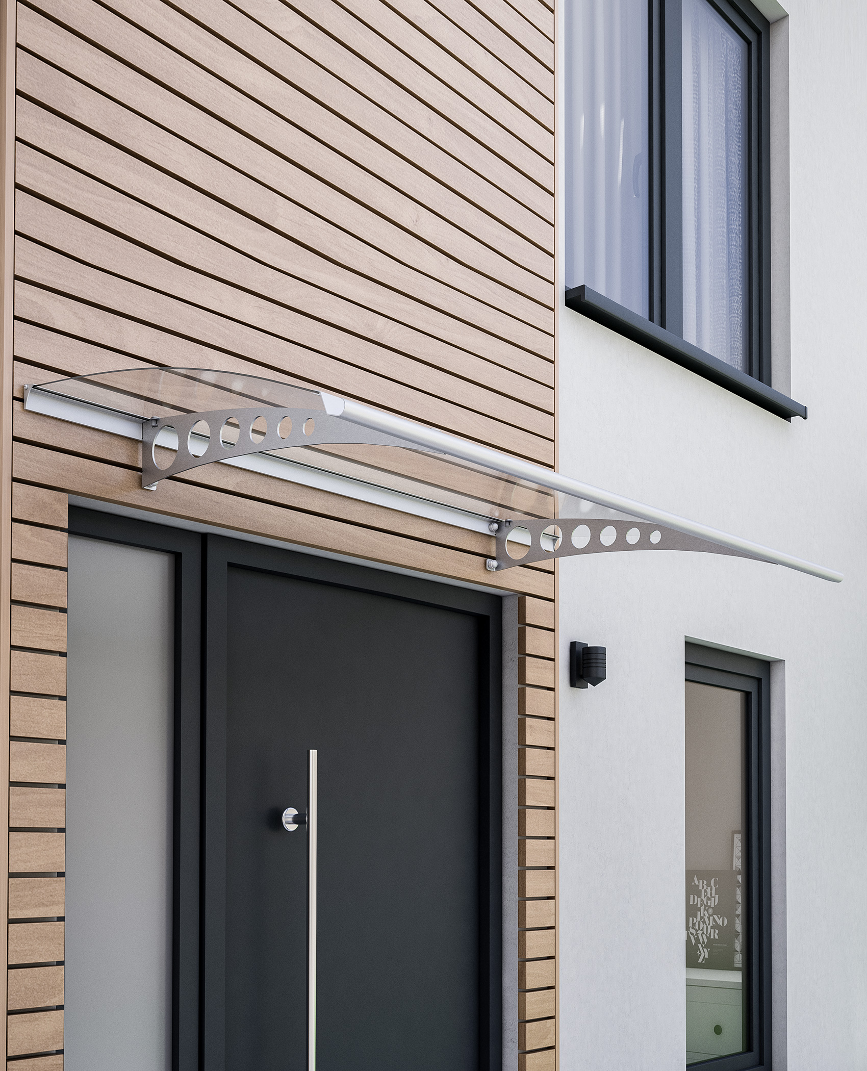 Schulte marquise auvent de porte, 160 x 90 cm, polycarbonate transparent, fixations en inox
