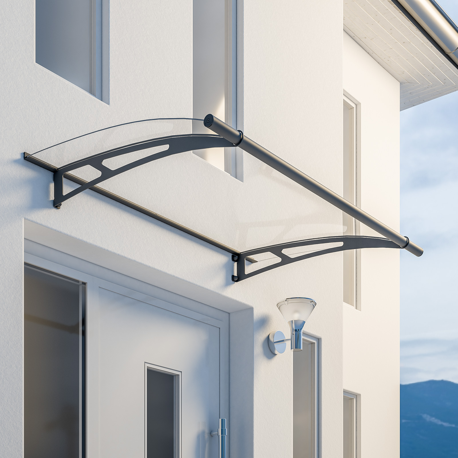 Schulte marquise auvent de porte, 150 x 95 cm, transparent, fixations en anthracite