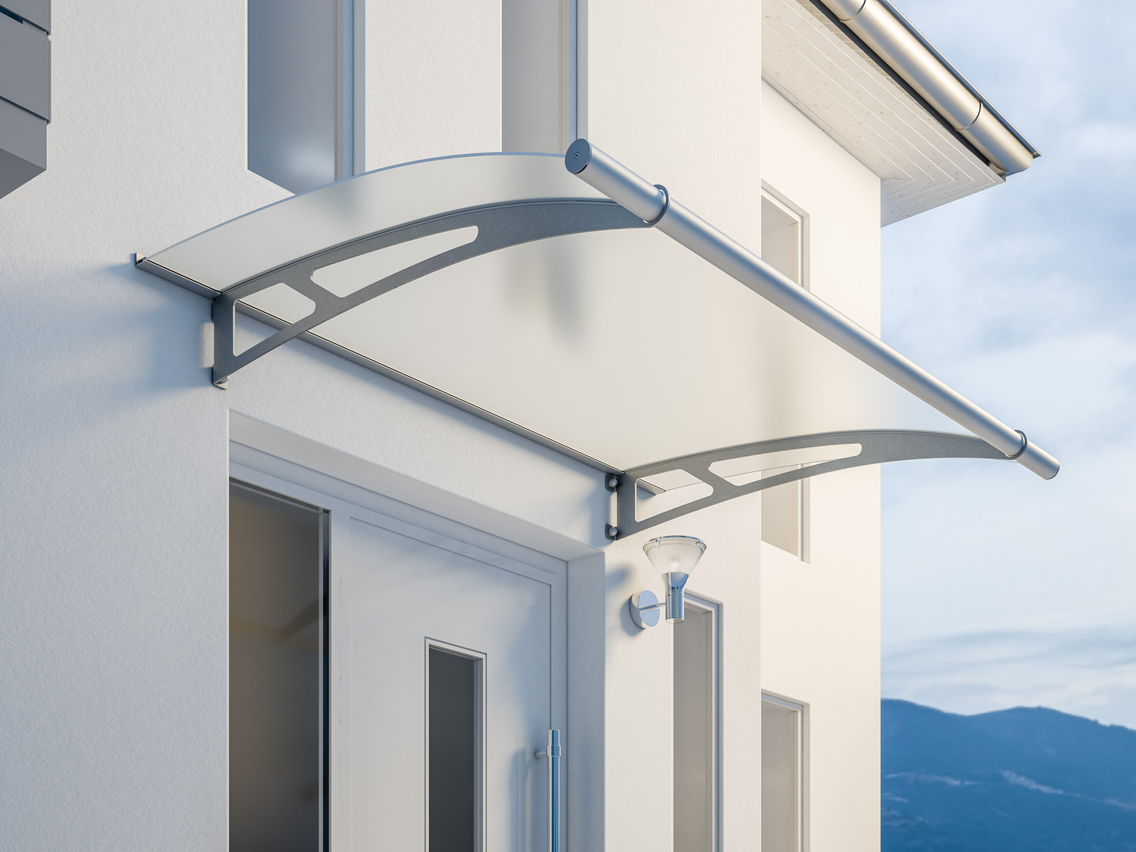 Schulte marquise auvent de porte, 205 x 142 cm, opaque, fixations inox