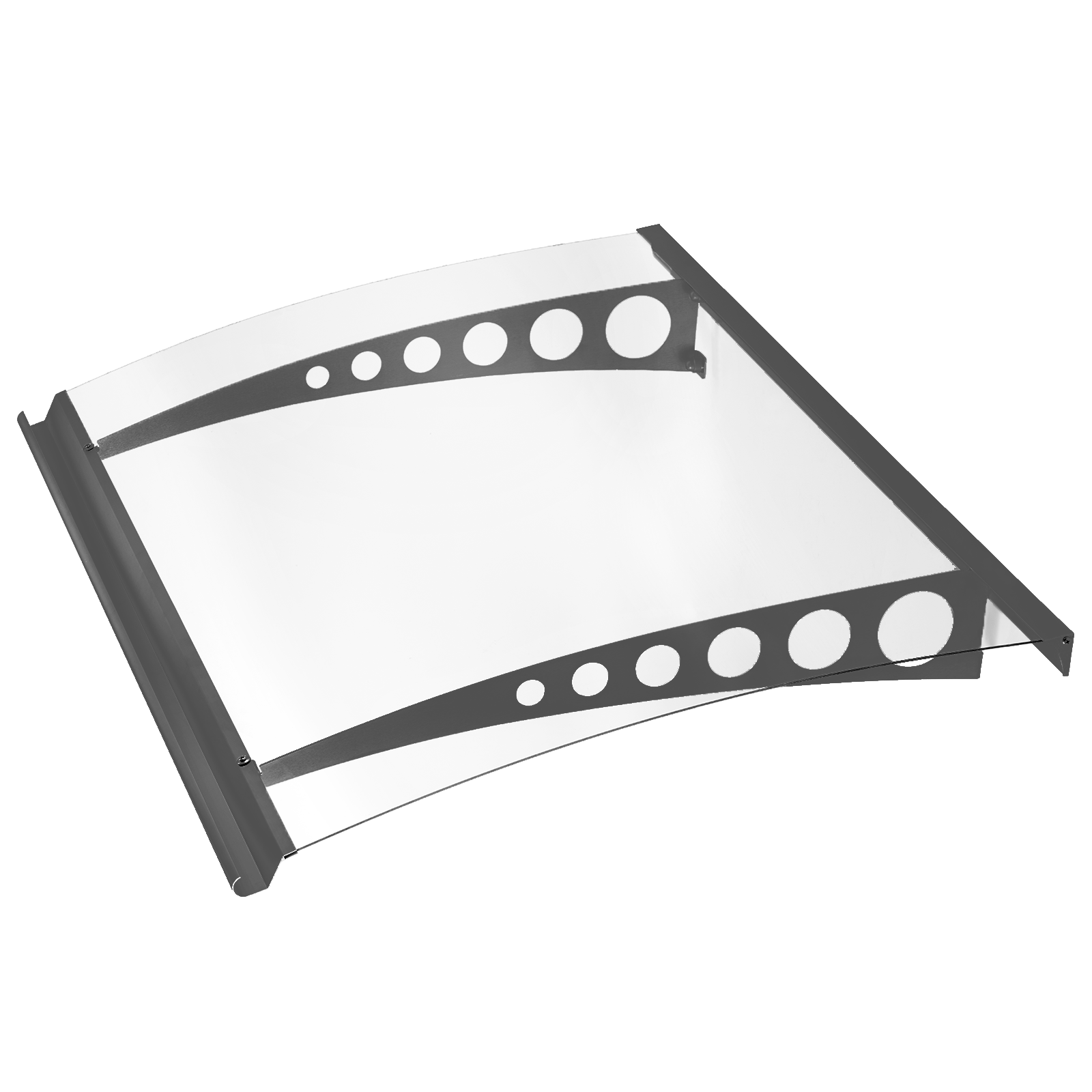 Marquise auvent de porte, 160 x 90 cm, polycarbonate transparent, fixation anthracite, SCHULTE Style Plus, Circle