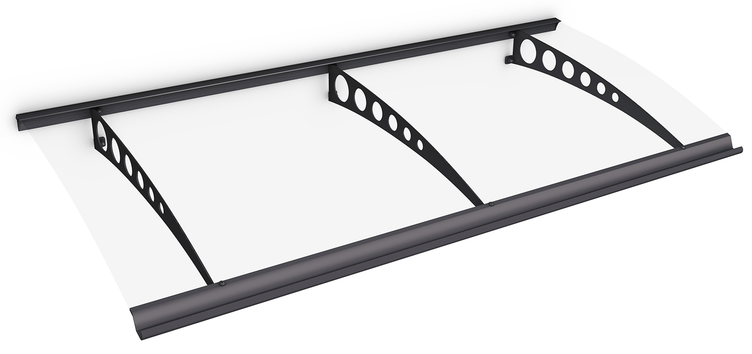 Schulte marquise auvent de porte, 200 x 90 cm, polycarbonate transparent, fixation anthracite