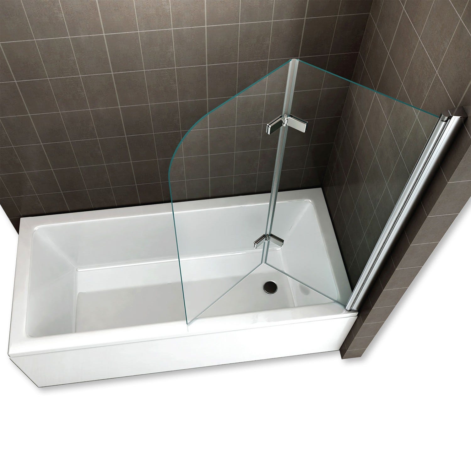 BALY Pare-baignoire rabattable en verre 6 mm transparent 120 x 140 cm 1
