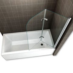 BALY Pare-baignoire rabattable en verre 6 mm transparent 120 x 140 cm 1