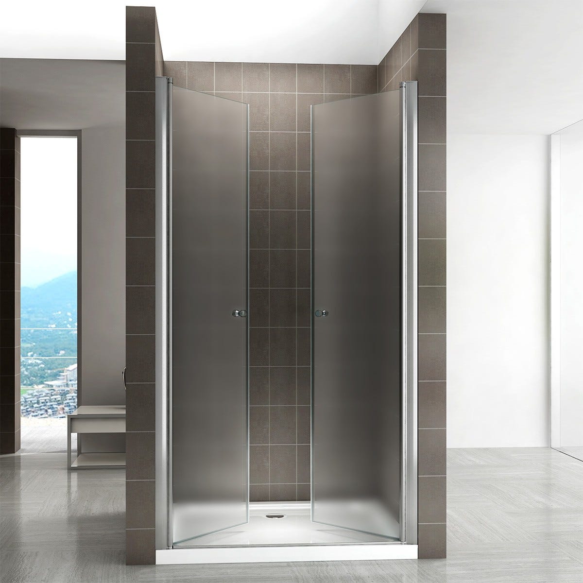 GINA Porte de douche H 185 cm Largeur Réglable 132 à 136 cm verre opaque 0