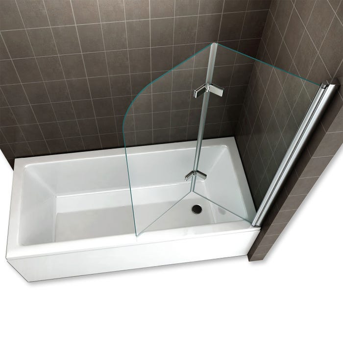 BALY Pare-baignoire rabattable en verre 6 mm transparent 100 x 140 cm 1