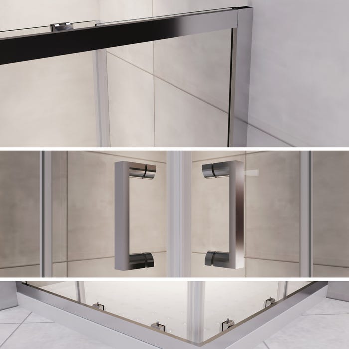 LANA Cabine de douche porte coulissante H 190 cm verre transparent 70 x 80 cm 3