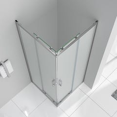 LANA Cabine de douche porte coulissante H 185 cm verre opaque 100 x 100 cm 3