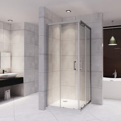 LANA Cabine de douche porte coulissante H 185 cm verre transparent 90 x 90 cm