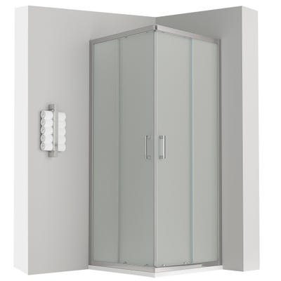 LANA Cabine de douche porte coulissante H 190 cm verre opaque 80 x 90 cm 0