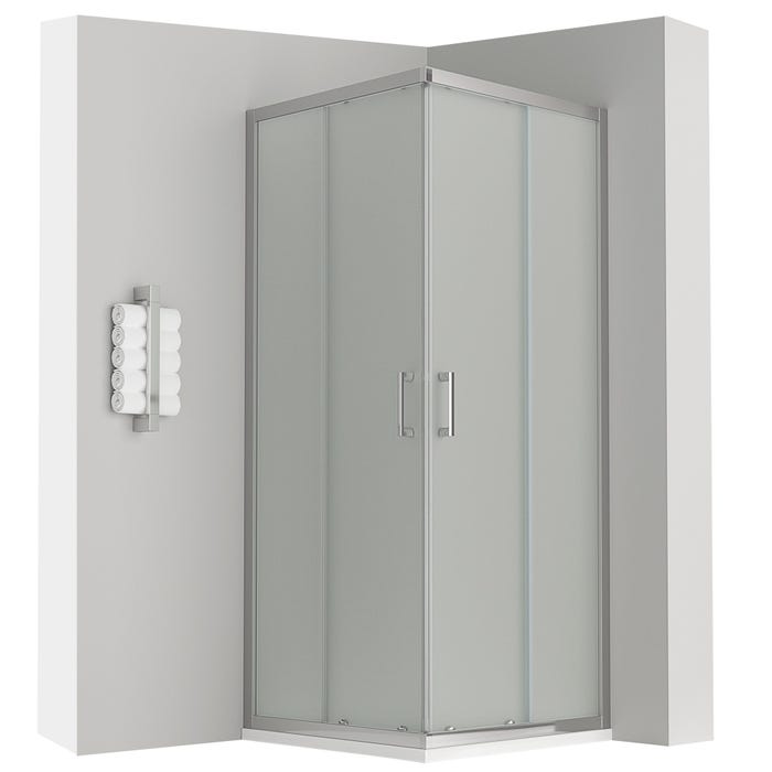 LANA Cabine de douche porte coulissante H 190 cm verre opaque 70 x 70 cm 0