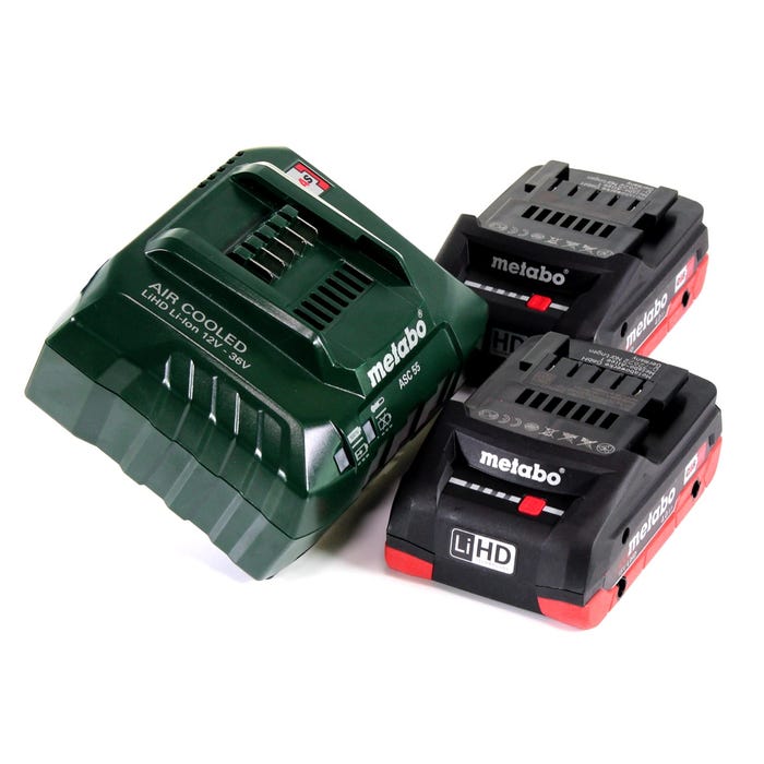 Metabo Basis Set 18V - 2x Batteries LiHD 4,0Ah ( 625367000 ) + Chargeur ASC 55 ( 627044000 ) 0