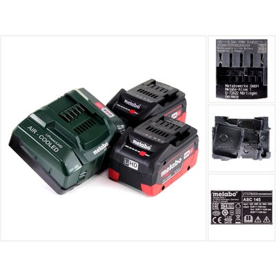 Metabo Basis Set 18V - 2x Batteries LiHD 5,5Ah + Chargeur ASC145 + Insert ( 685122000 )