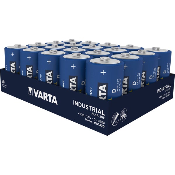 Boîte de 20 piles alcalines INDUSTRIAL Pro 1,5V LR20 - VARTA - 4020211111 0