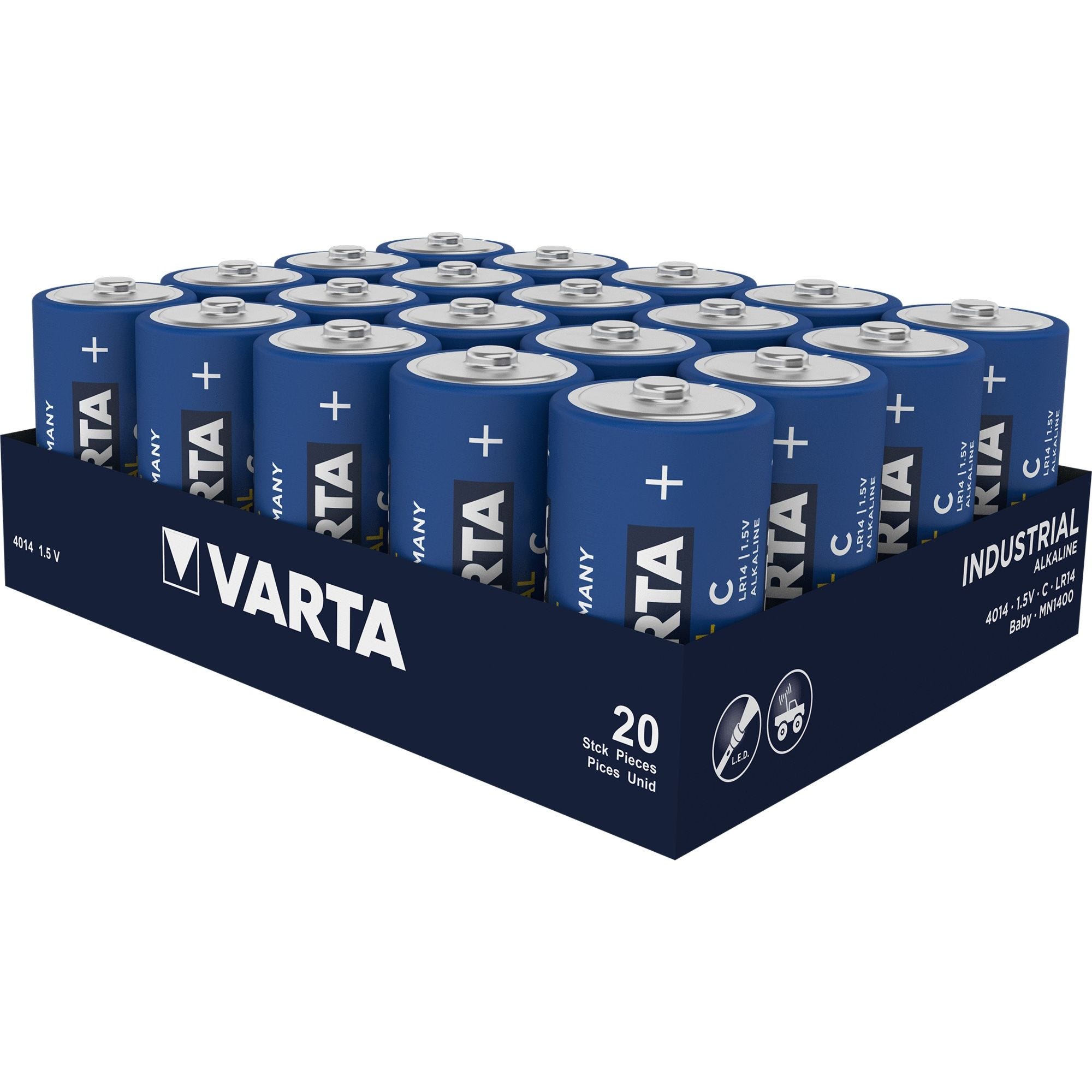 Boîte de 20 piles alcalines INDUSTRIAL Pro 1,5V LR20 - VARTA - 4020211111 1