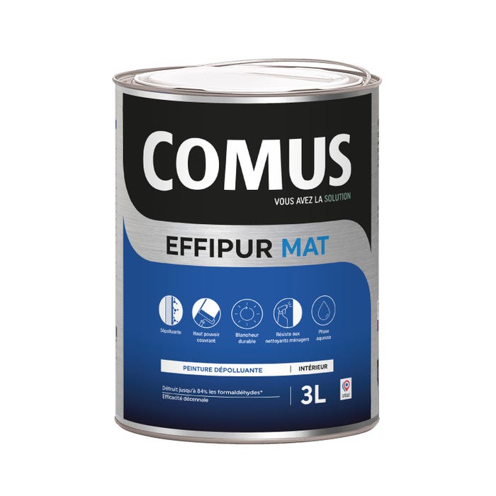 EFFIPUR MAT 3L - Peinture dépolluante de protection et de décoration en phase aqueuse - COMUS 0