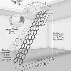 Escalier coupe feu 60min - Hauteur sous plafond 2.70m - Trémie 70x120cm - LSF70120/270 1
