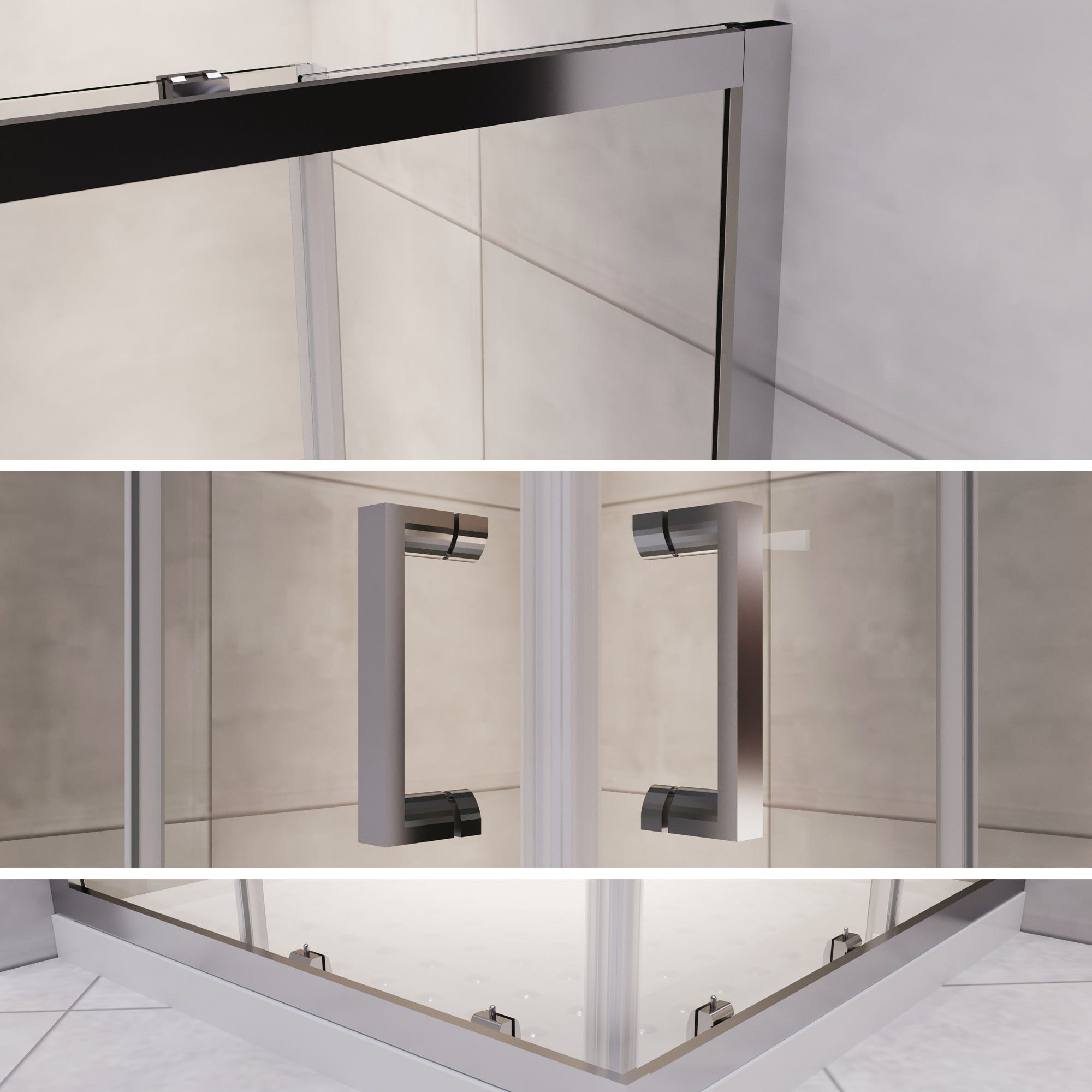LANA Cabine de douche porte coulissante H 190 cm verre transparent 80 x 100 cm + receveur 3