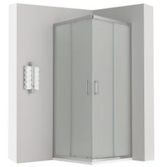 LANA Cabine de douche porte coulissante H 185 cm verre opaque 90 x 90 cm