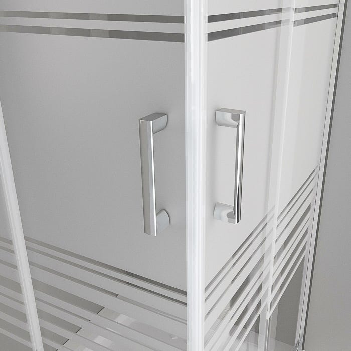 LANA Cabine de douche porte coulissante H 180 cm verre semi-opaque 80 x 90 cm 4