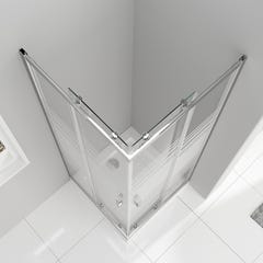 LANA Cabine de douche porte coulissante H 185 cm verre semi-opaque 70 x 80 cm 3