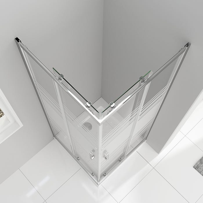 LANA Cabine de douche porte coulissante H 190 cm verre semi-opaque 80 x 90 cm 3
