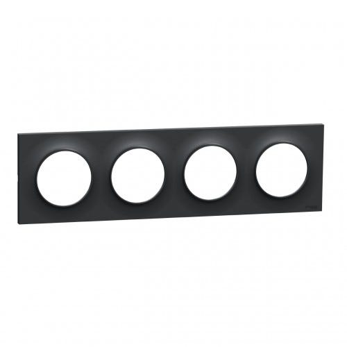 Plaque Anthracite - Odace Styl- 4 postes horiz./vert. entraxe 71mm - S540708 2